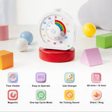 Rainbow Visual Timer with Magnetic Stand, Silent Rechargeable Countdown & Pomodoro Mode (60 Min / 12H) for Kids, Classroom & Focus Training – White
