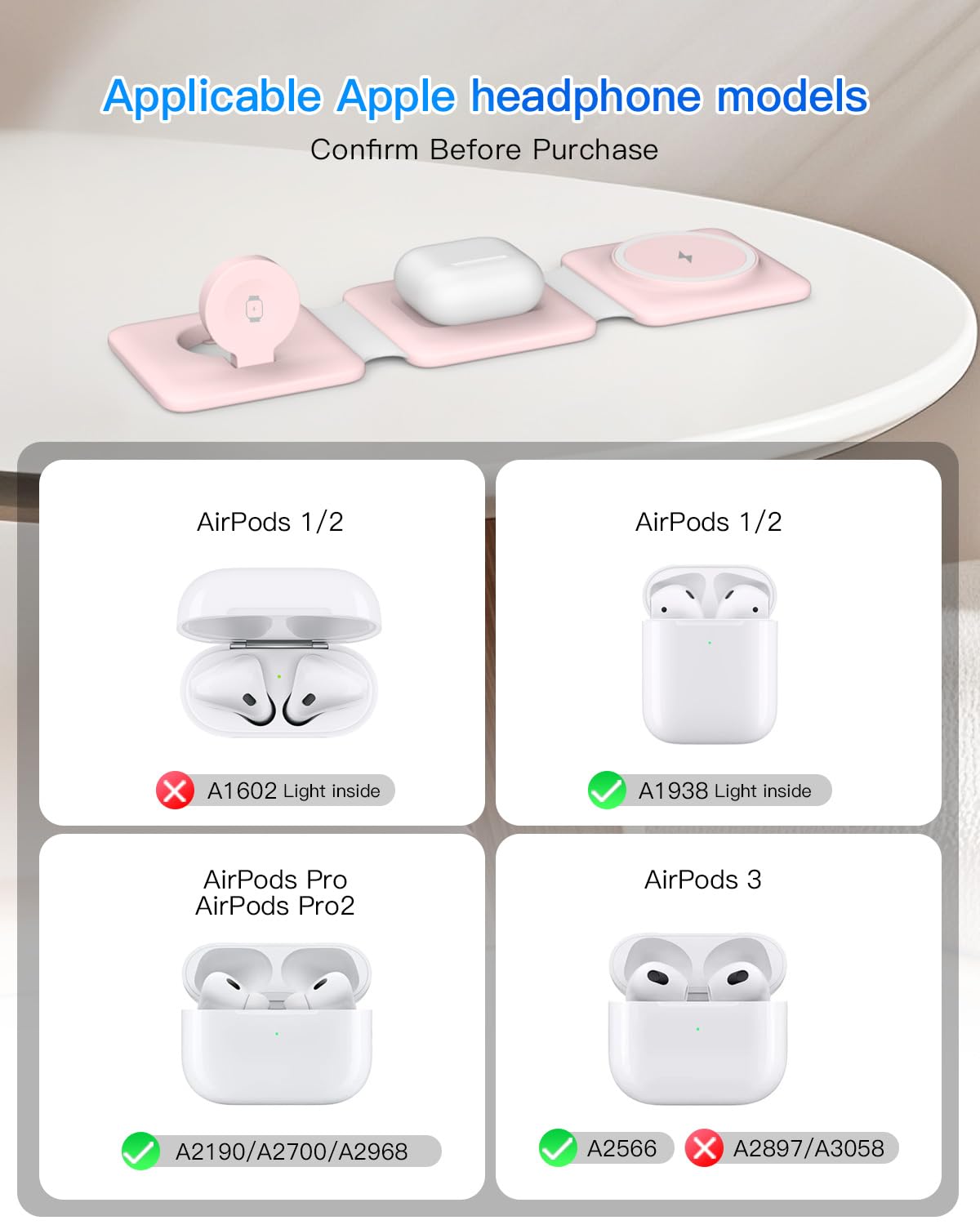 3-in-1 Foldable Magnetic Wireless Charging Station for iPhone, Apple Watch & AirPods