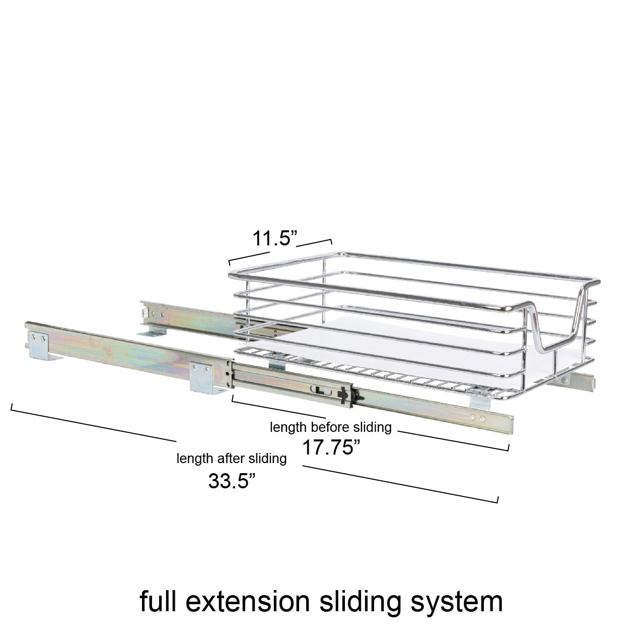 Household Essentials Glidez Single-Tier Pull-Out Cabinet Organizer – Chrome Slide-Out Storage with Protective Liner