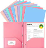 5-Pack Pastel Plastic Two-Pocket Folders with Prongs