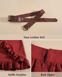 Red Renaissance Pirate Costume Set – 2-Piece Medieval Skirt & Blouse Outfit with Corset and PU Belt