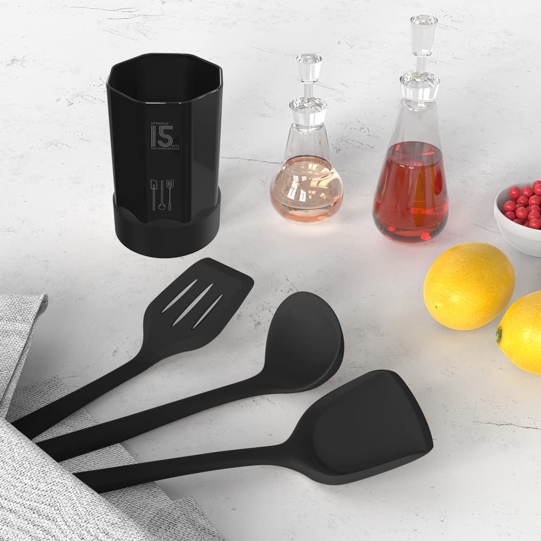 Complete Silicone Kitchen Utensils Set with Holder – BPA-Free, Heat Resistant Cooking Tools