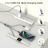 3-in-2 Multi-Charging Cable (4ft) – Magnetic Apple Watch Charger, USB-A & USB-C Fast Charging for Phones (Dark Grey)