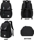 Black Water-Resistant School Backpack with Laptop Sleeve