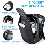 BANGE Smart Business Laptop Backpack – Waterproof Travel Backpack with 180° Opening & USB Charging Port, Fits 15.6” Laptops (Black)