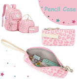 Pink Leopard Corduroy 3-Piece School Backpack Set