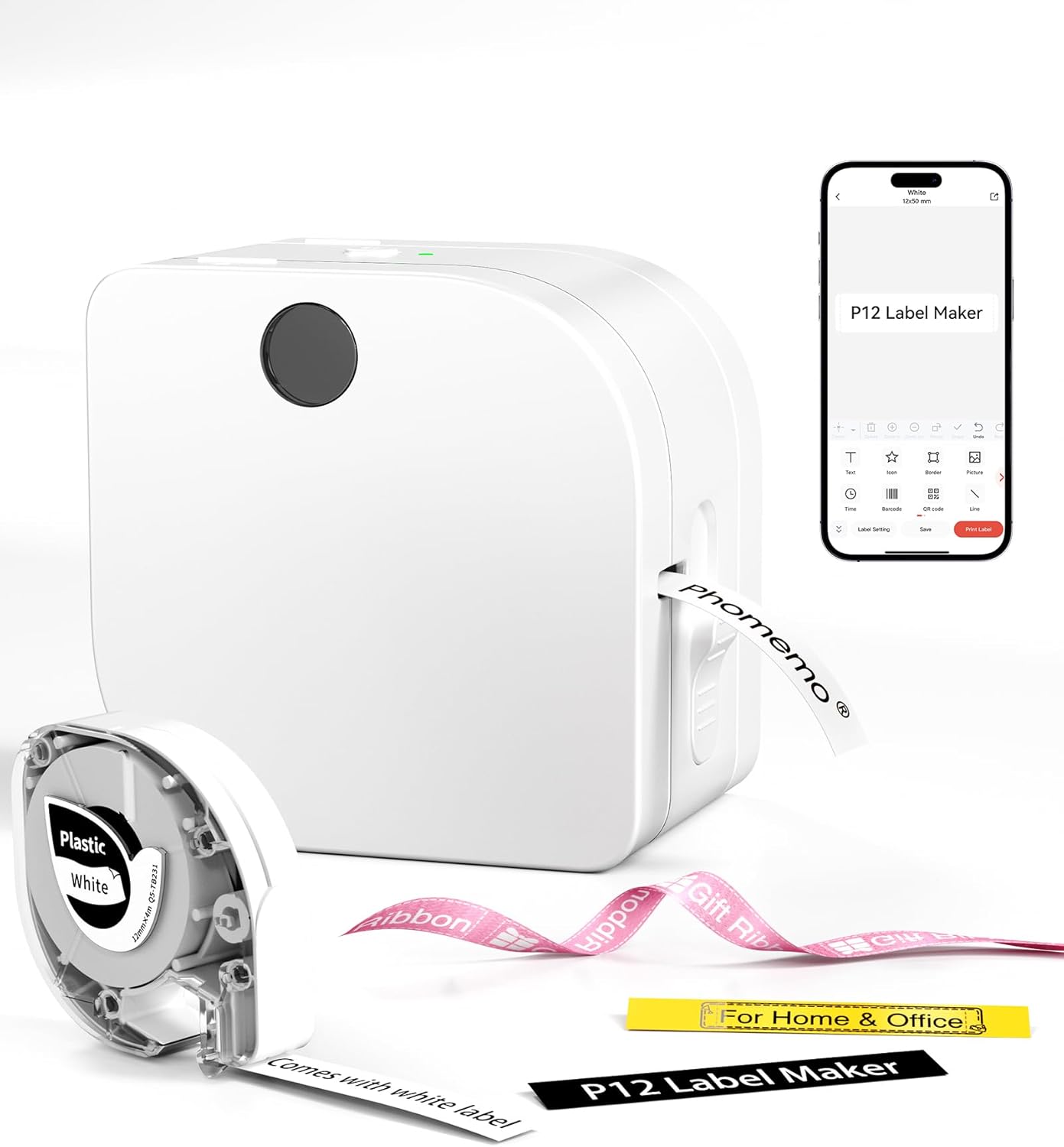 Green Bluetooth Mini Label Maker with Tape
