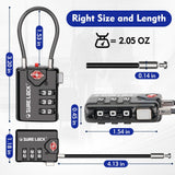 TSA Approved Cable Luggage Locks 2 Pack with Open Alert Indicator, 3 Digit Combination Travel Locks for Suitcases & Backpacks