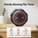 Rotating Visual Pomodoro Timer Cube with Gravity Sensor, 1–90 Min Presets, Flip Countdown & Stopwatch, Rechargeable Focus Timer for Work, Study & Kitchen – Black