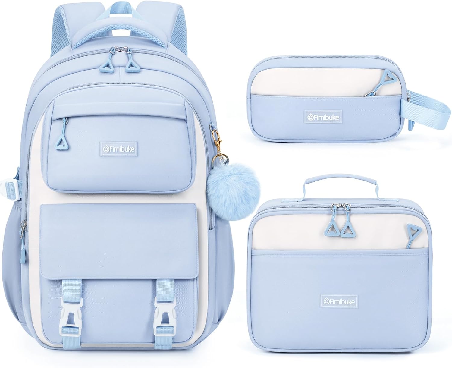 Blue 3-Piece Waterproof School Backpack Set