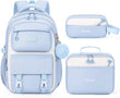 Blue 3-Piece Waterproof School Backpack Set