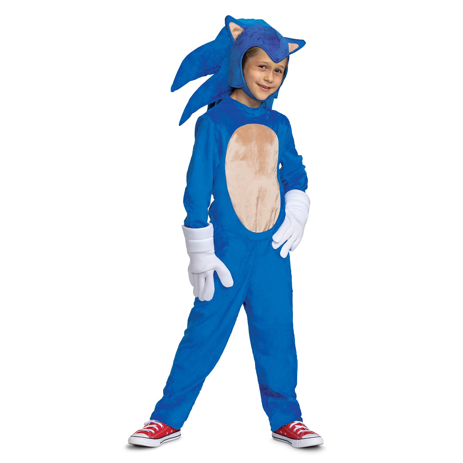 Kids Deluxe Sonic the Hedgehog Costume – Jumpsuit with Headpiece, Gloves & Tail for Halloween or Cosplay