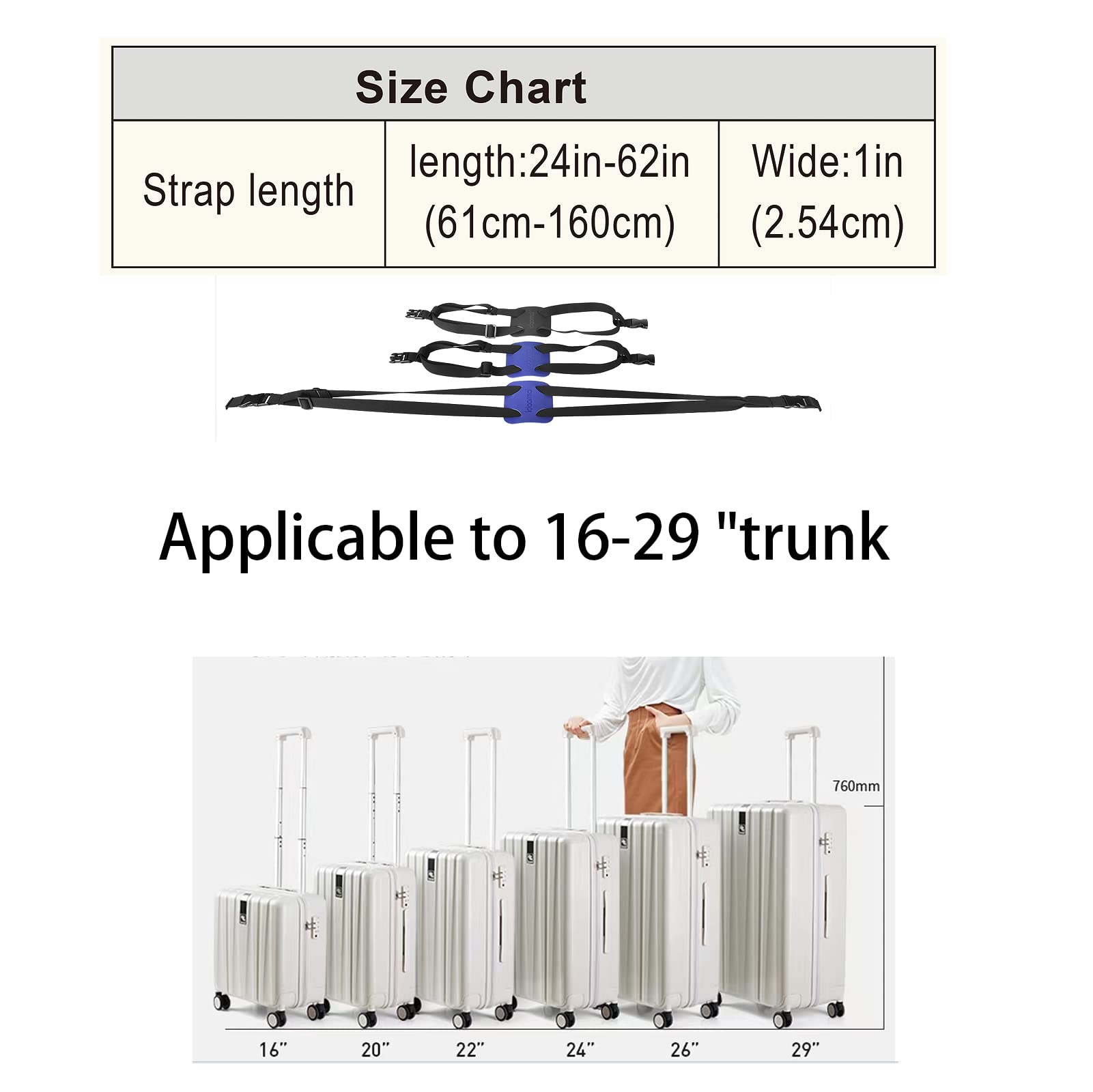 Adjustable Luggage Strap Bungee – Elastic Suitcase Strap with Quick Release Buckle for Travel Bags & Carry-On Luggage