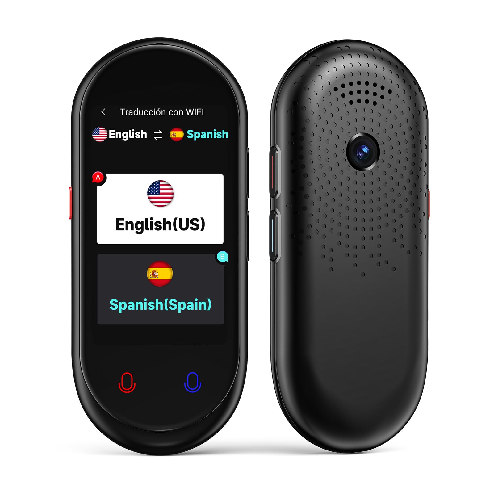 AI Smart Voice Translator Device with Photo Translation & Offline Languages – Portable Travel Language Assistant Black