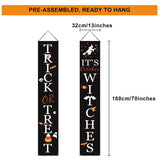 Halloween Porch Banners – Trick or Treat & It’s October Witches Hanging Signs for Front Door & Outdoor Decor