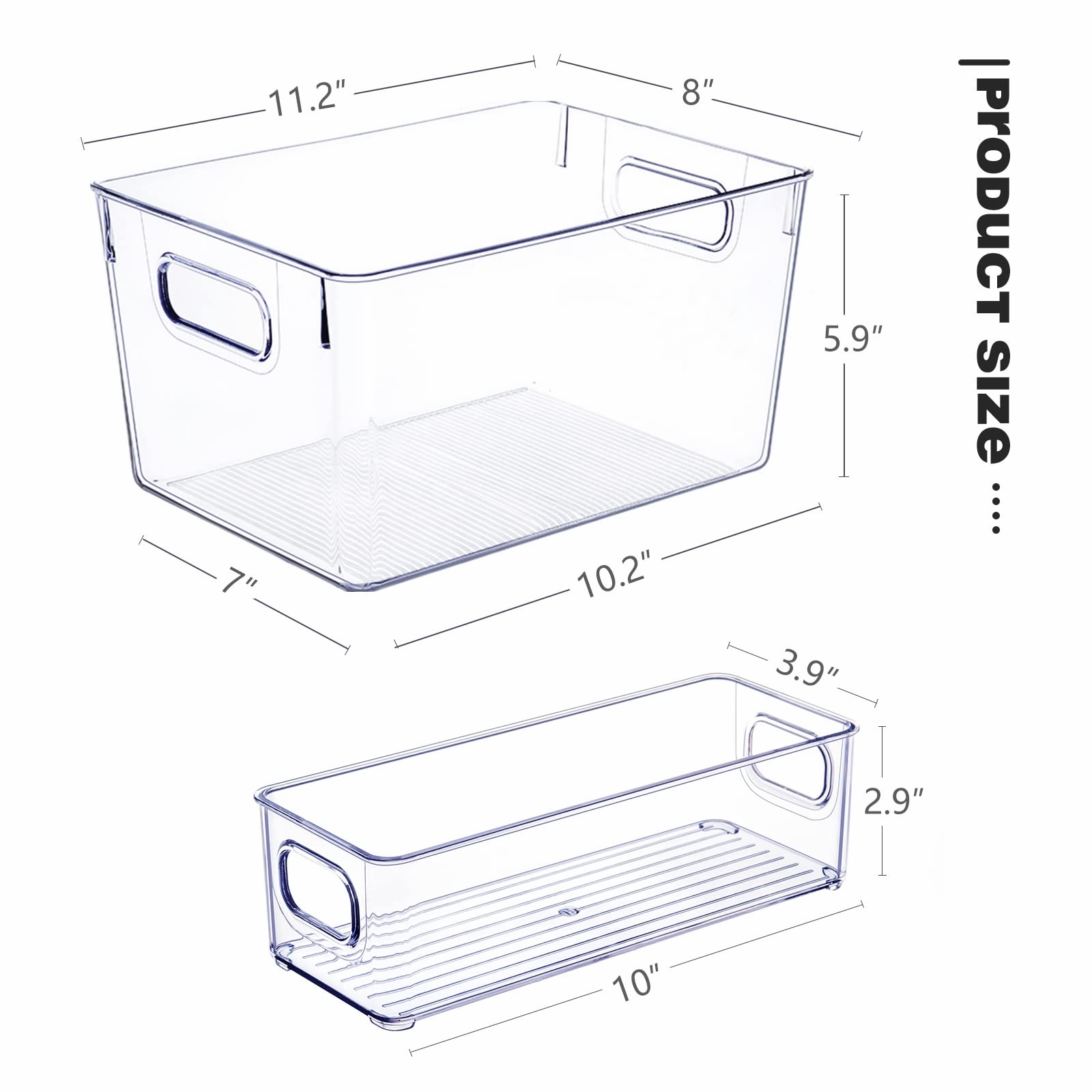 Clear Refrigerator & Pantry Organizer Bins – BPA-Free Transparent Storage Boxes with Handles