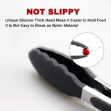 Heat Resistant Silicone Kitchen Tongs with Locking Clip – Stainless Steel Cooking Tongs