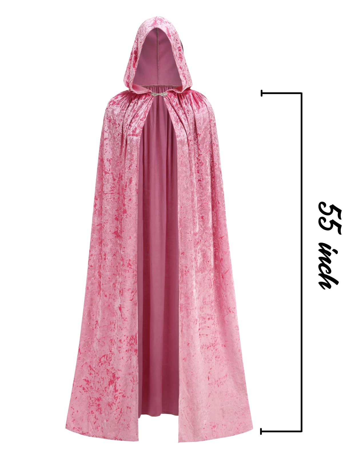 Princess Pink Velvet Hooded Cape – Full-Length Soft Cloak for Halloween, Cosplay & Renaissance Events 🎀✨