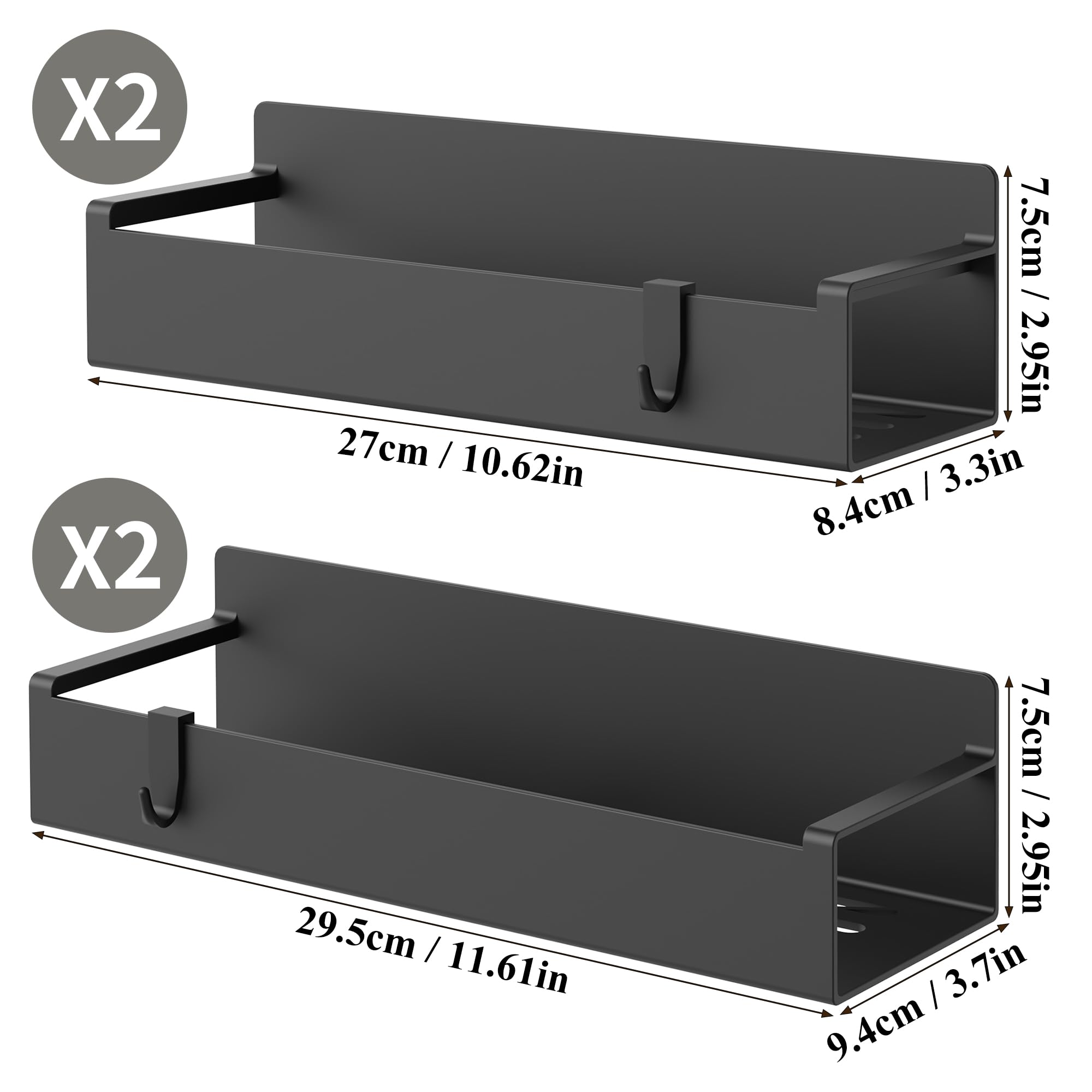 Magnetic Spice Rack Organizer – 4-Pack Heavy-Duty Fridge & Oven Storage (Black)