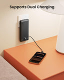10000mAh Portable Power Bank with Foldable Wall Plug & Built-in Charging Cables