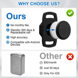 Smart Pet Tracker for Android, Waterproof GPS Tag for Cats & Dogs, No Subscription Required, Lightweight Silicone Collar Holder