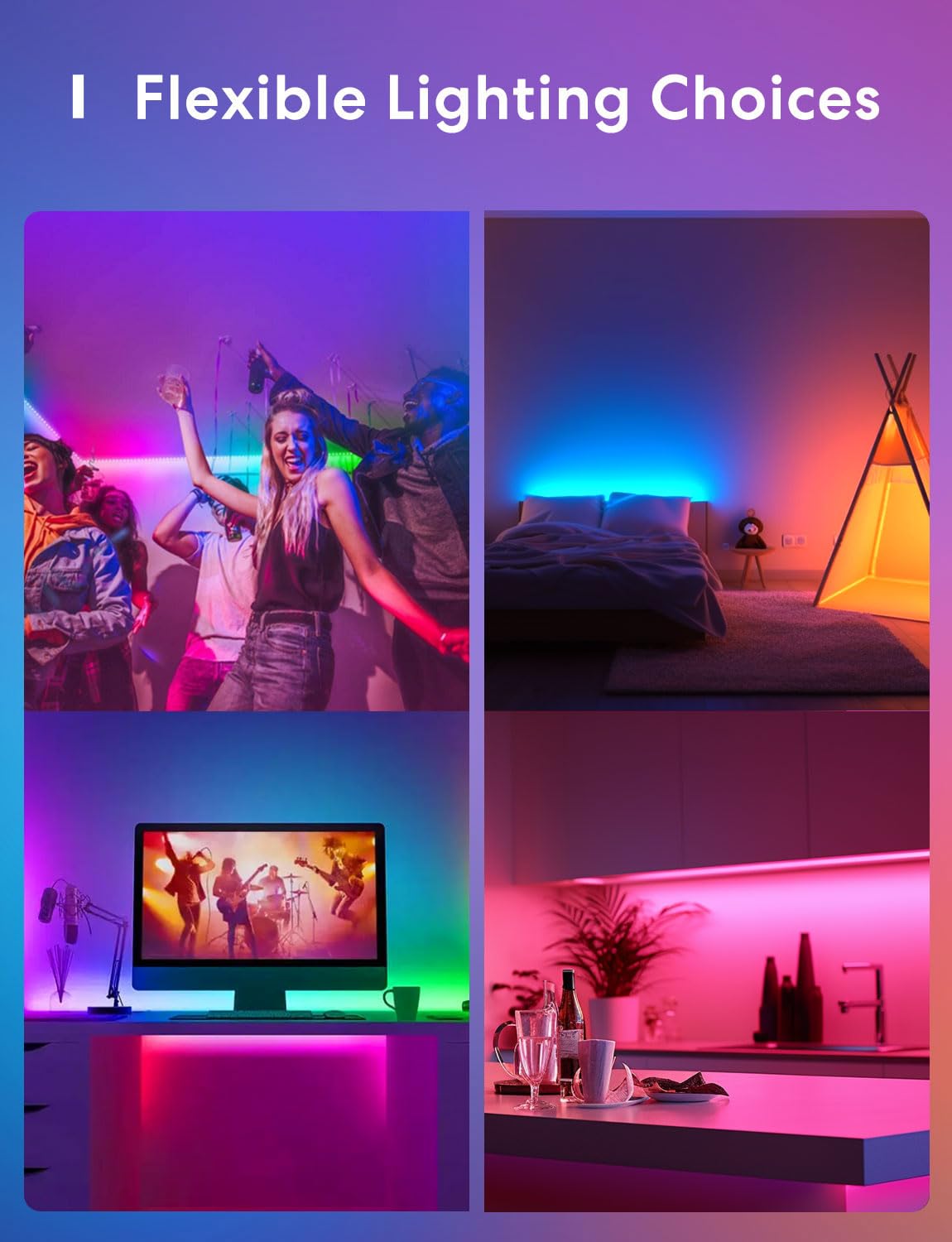 Meross 16.4ft Smart RGB LED Strip – Apple HomeKit, Alexa & Google Compatible WiFi Light