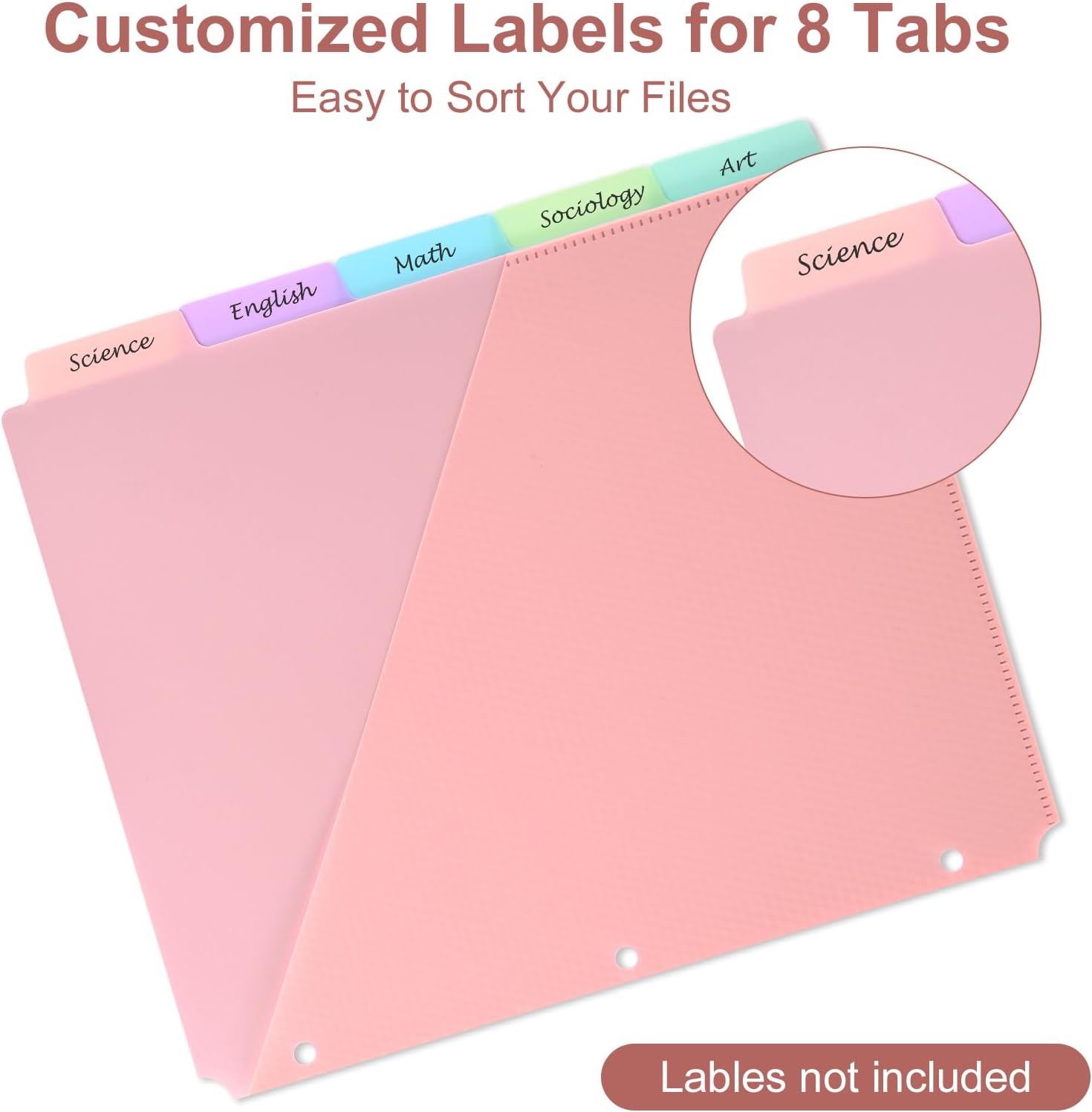 5-Piece Pastel Pocket Binder Divider Set