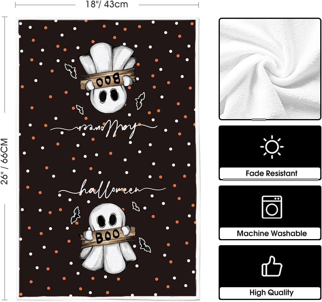 Artoid Mode Halloween Dish Towels – 2-Pack Black Kitchen Tea Towels, Soft & Absorbent Seasonal Decor (18x26 in)