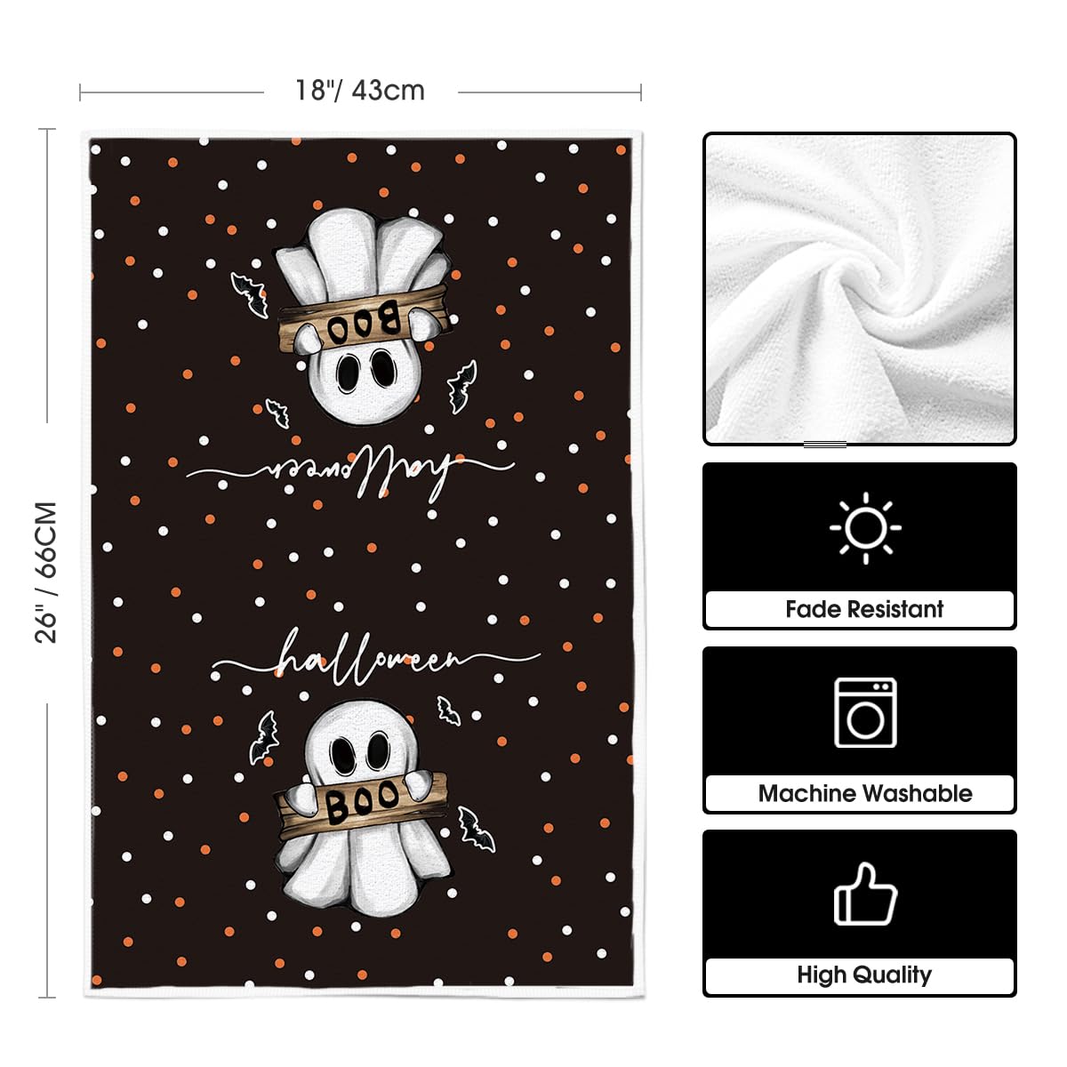 Artoid Mode Halloween Dish Towels – 2-Pack Black Kitchen Tea Towels, Soft & Absorbent Seasonal Decor (18x26 in)
