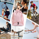 Waterproof Sports Drawstring Backpack – Lightweight Gym, Swim & Basketball String Bag with Shoe Compartment (Grey)