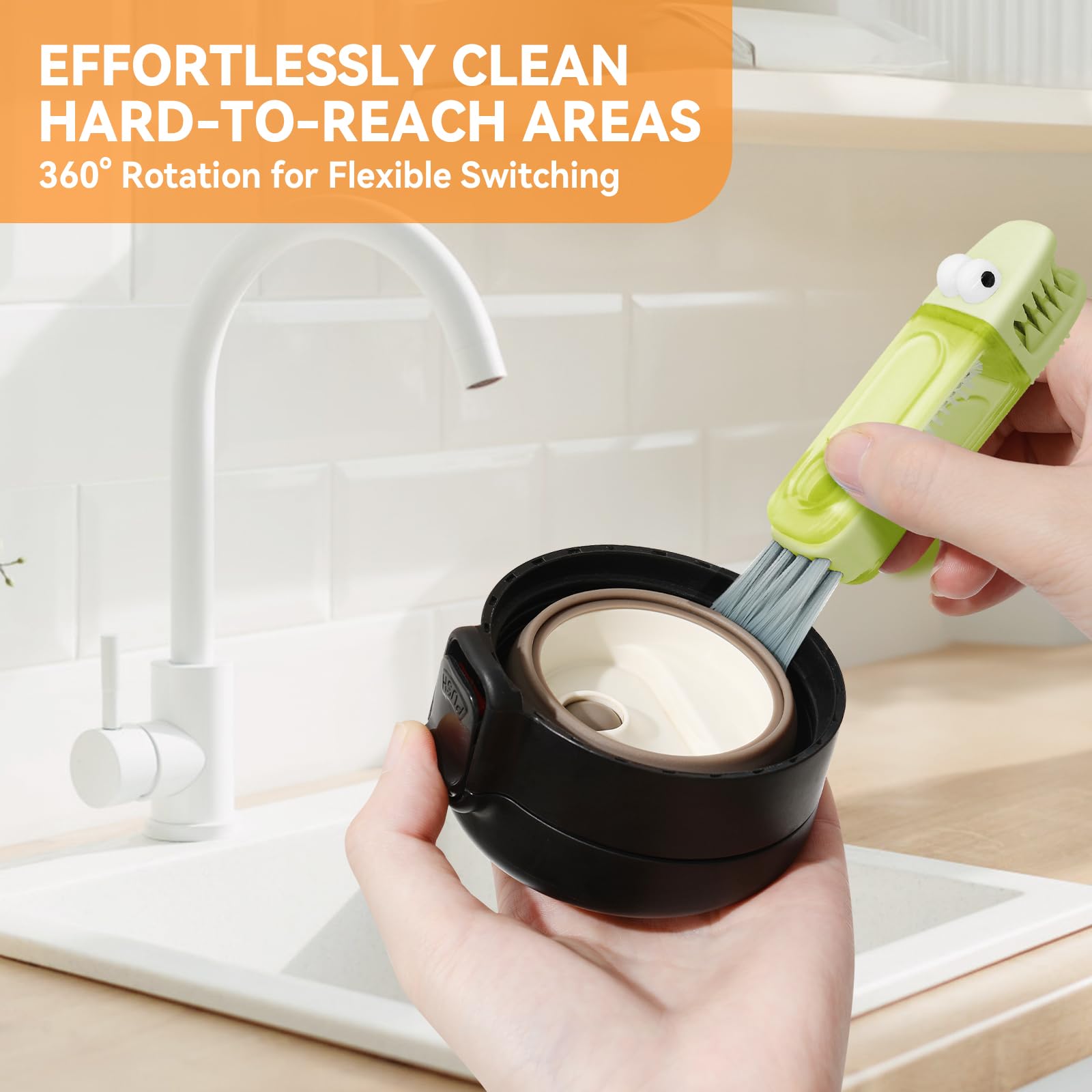 360° Rotating Cup Lid Cleaning Brush – Multi-Purpose Bottle & Crevice Cleaner