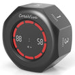 CREAVIVA Space Grey Flip Cube Pomodoro Timer with Visual Progress Bar, Silent Modes & USB-C Rechargeable Power