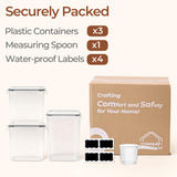 Airtight Flour & Sugar Storage Container Set – 3-Piece Stackable Pantry Organization System