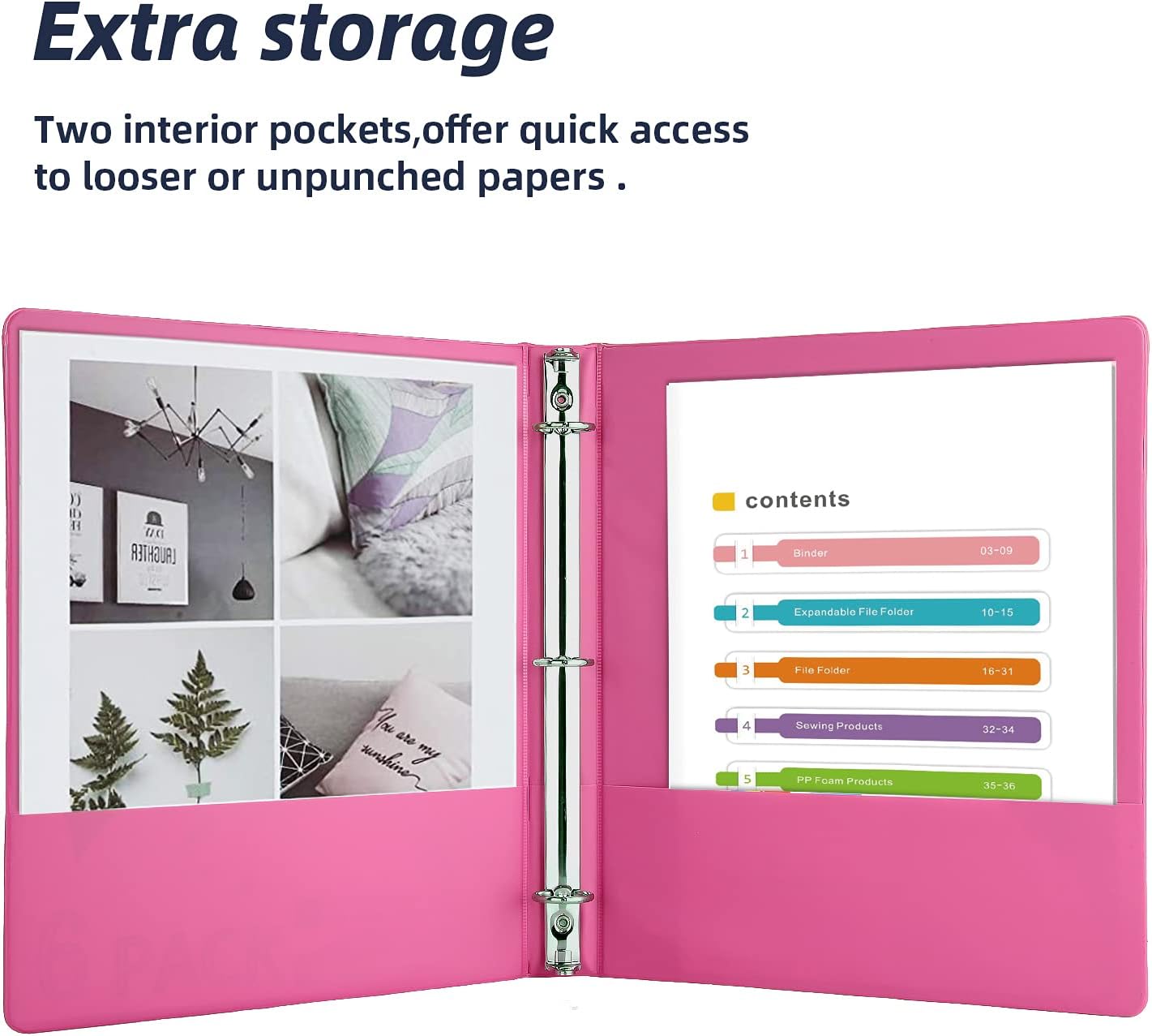 6-Pack Color View 1-Inch 3-Ring Binders