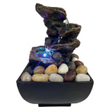 Compact Pavilion Tabletop Water Fountain with LED Orb – Indoor Zen Decor with On/Off Switch