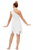 Women’s White Halloween Costume Dress – One-Shoulder Jagged Hem Mini Outfit for Party & Cosplay 👻✨