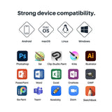 Huion HS611 Graphics Drawing Tablet with Multimedia Keys & Battery-Free Stylus (Space Grey)