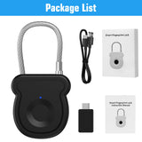 Larimuer Fingerprint Smart Padlock with Flexible Steel Cable, USB Rechargeable Biometric Lock for Gym, Travel & Personal Storage