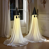 5FT Light-Up Halloween Ghost Decoration – Dual Power (USB/Battery) with 8 Lighting Modes, Remote & Water-Weighted Base (White)