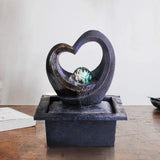 Modern RGB LED Tabletop Waterfall Fountain with Crystal Spin Ball – Polyresin Indoor Zen Decor (Black)