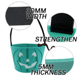 Teal Pumpkin Halloween Trick-or-Treat Bucket with Blue LED Lights – Reusable Felt Candy Bag for Allergy-Friendly Treats