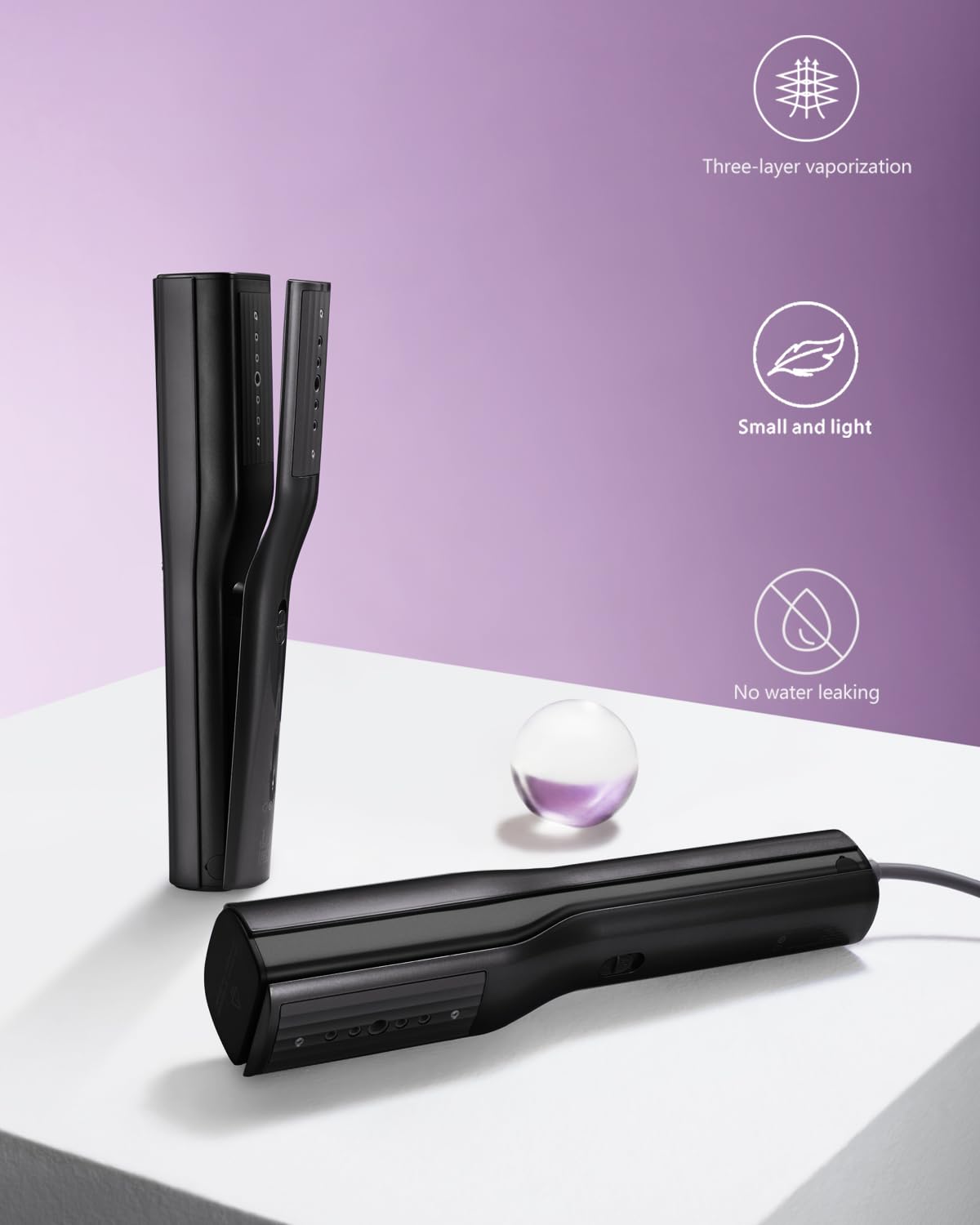 Black 3-in-1 Global Voltage Handheld Garment Steamer 100–240V Ultra-Light Travel Steam Iron with Clip Precision System