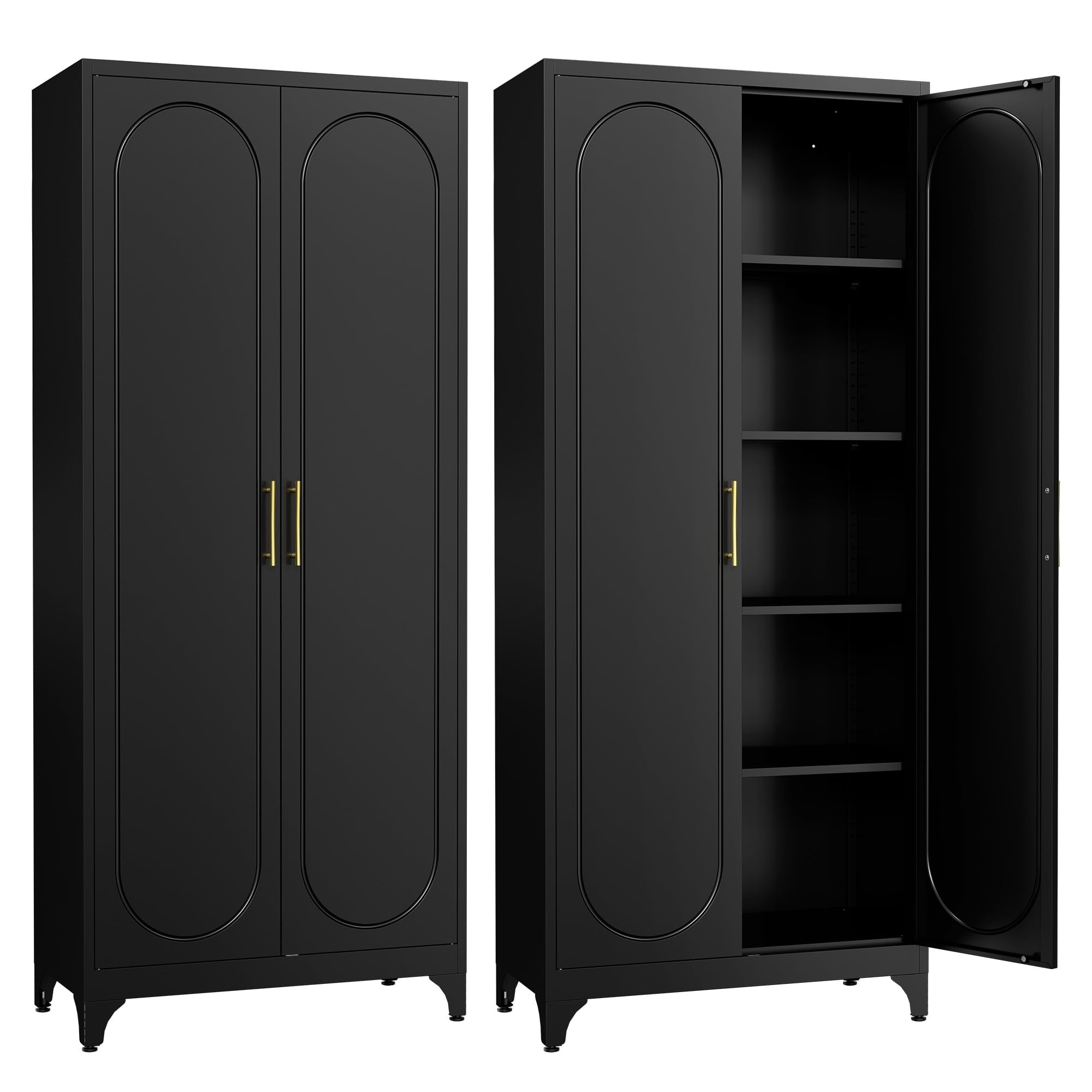 Tall Steel Storage Cabinet with Adjustable Shelves – Heavy-Duty Pantry & Utility Organizer for Home and Garage