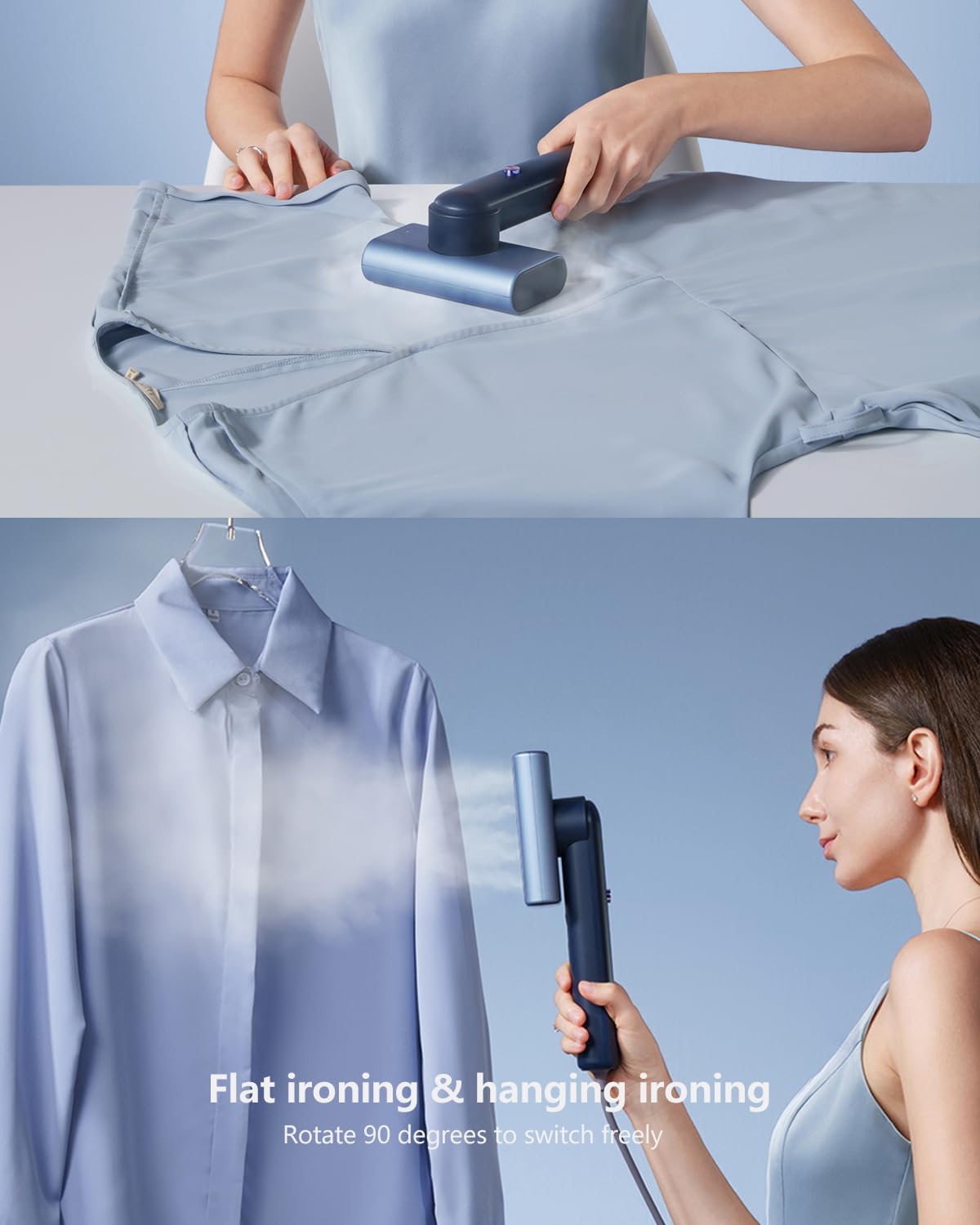 G9 Blue 2-in-1 Professional Handheld Garment Steamer 1200W Ultra-Light Travel Steam Iron with Rotating Head