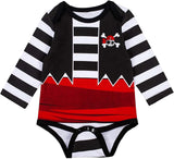 Gray Baby Pirate Costume – Soft Cotton Romper Set with Pants and Hat for Halloween, Fall & Daily Wear