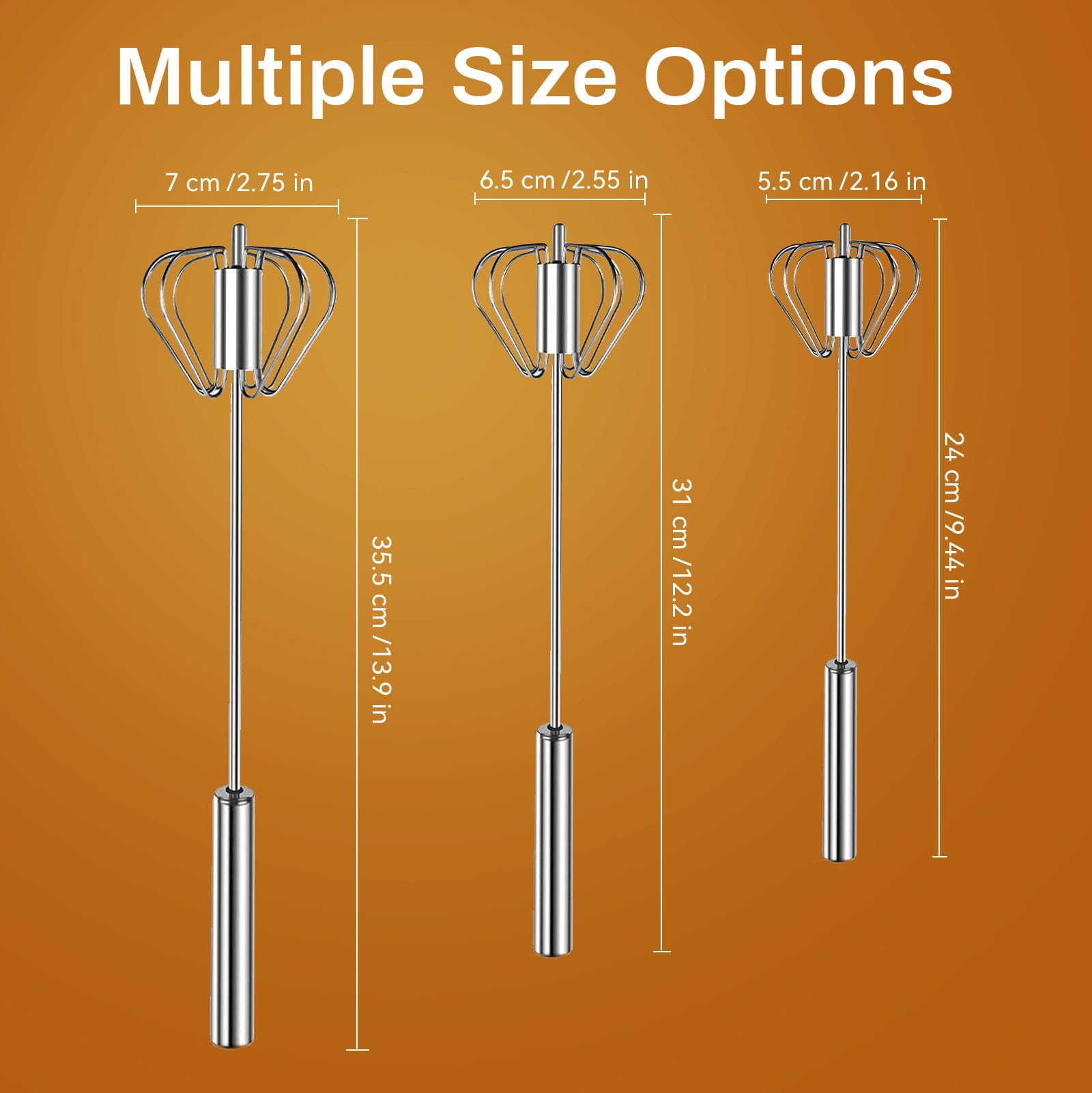Semi-Automatic Stainless Steel Hand Whisk – One-Press Easy Mixing Tool (10 in)