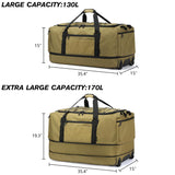 Laripwit Extra-Large Expandable Rolling Duffle Bag 130L–170L, Collapsible Heavy-Duty Travel Duffel with Wheels (Brown)