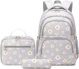 Daisy Print School Backpack Set with Insulated Lunch Bag