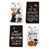Halloween Kitchen Towels – 4 Pack Soft & Absorbent Dish Towels for Daily Use and Seasonal Kitchen Décor (18x26 Inches, Black)