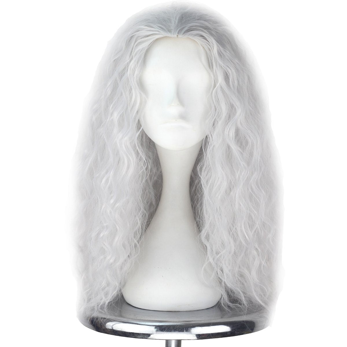 Silver Grey Long Wig for Women – 21.6" Heat Resistant Synthetic Hair with Adjustable Cap & Hairnet